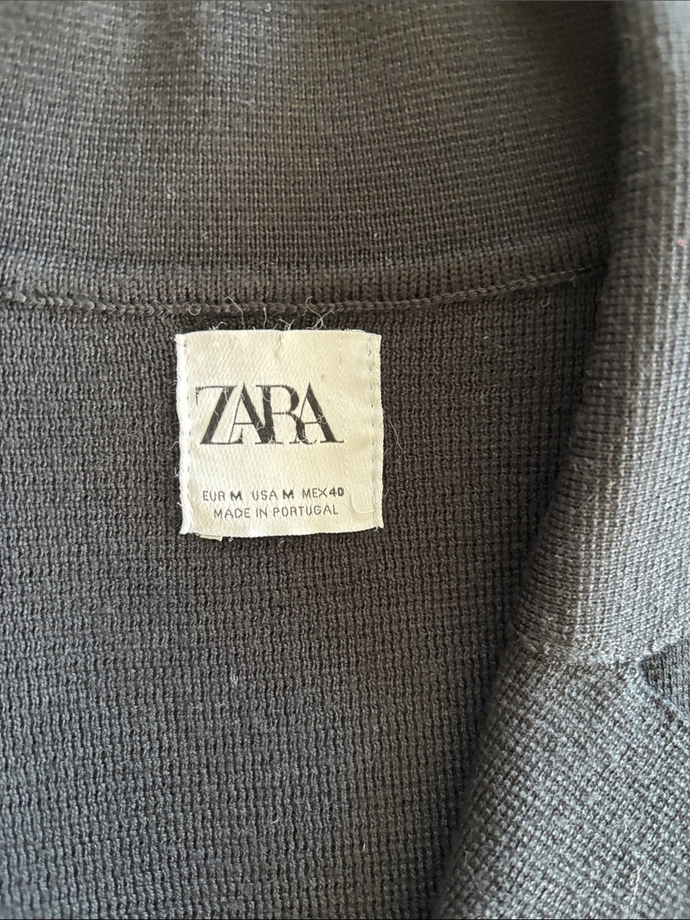 Zara Black Double-Breasted Knit Sweater Jacket Size M - Picture 2 of 7